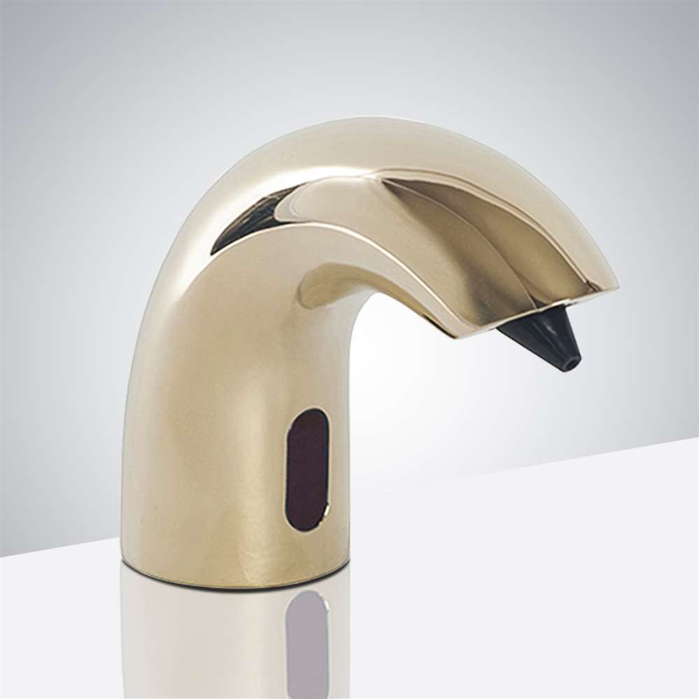 Polished Gold Finish Commercial Deck Mount Solid Brass Motion Sensor Soap Dispenser